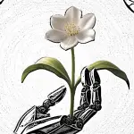 NTREE - KI-Roboter hält zarte Blume in der Hand