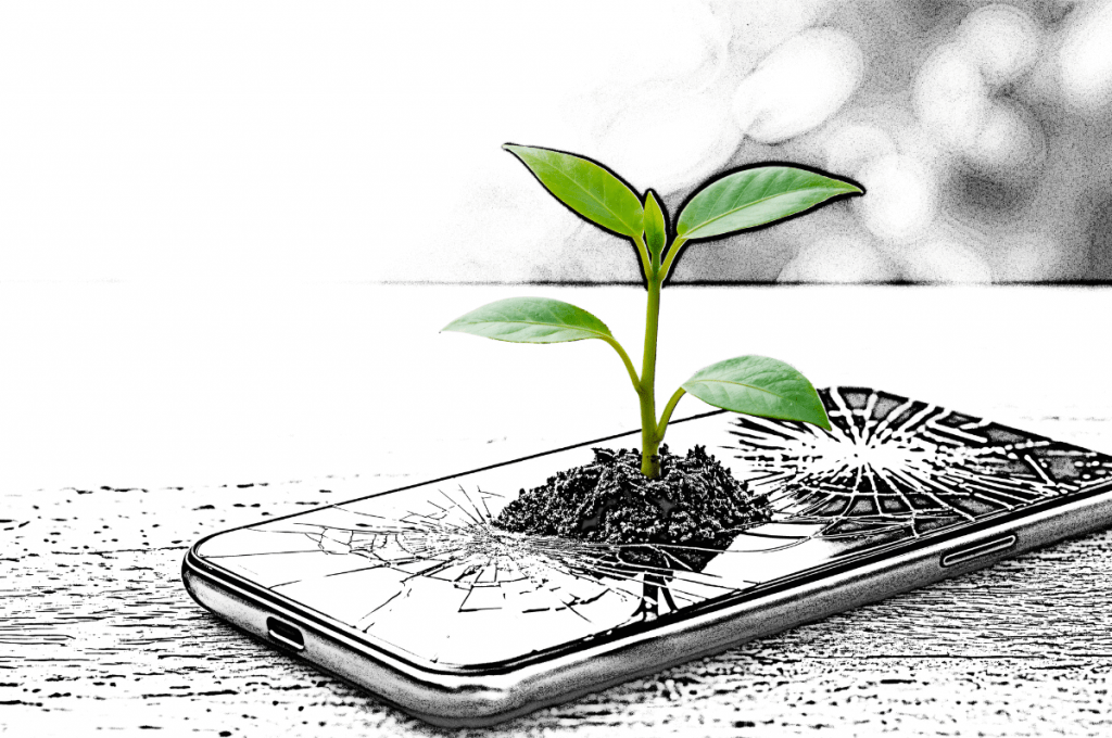 ntree GmbH - Pflanze wächst aus Handy - Cold Calling im digitalen Vertriebsprozess